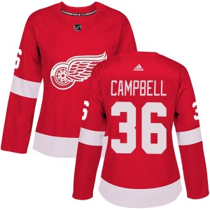 Women's Detroit Red Wings Jack Campbell Adidas Authentic Home Jersey - Red