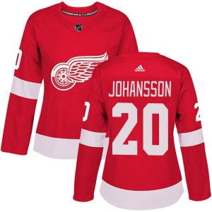 Women's Detroit Red Wings Albert Johansson Adidas Authentic Home Jersey - Red