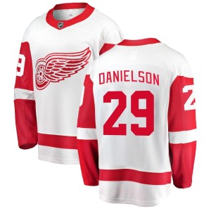 Men's Detroit Red Wings Nate Danielson Fanatics Branded Breakaway Away Jersey - White