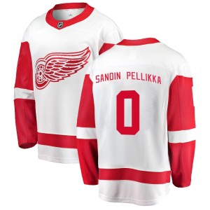 Men's Detroit Red Wings Axel Sandin Pellikka Fanatics Branded Breakaway Away Jersey - White