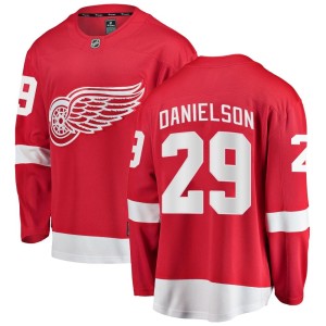 Men's Detroit Red Wings Nate Danielson Fanatics Branded Breakaway Home Jersey - Red