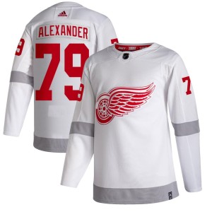 Men's Detroit Red Wings Gage Alexander Adidas Authentic 2020/21 Reverse Retro Jersey - White