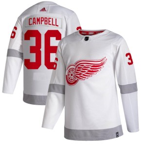 Men's Detroit Red Wings Jack Campbell Adidas Authentic 2020/21 Reverse Retro Jersey - White