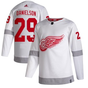 Men's Detroit Red Wings Nate Danielson Adidas Authentic 2020/21 Reverse Retro Jersey - White