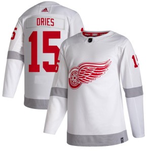 Men's Detroit Red Wings Sheldon Dries Adidas Authentic 2020/21 Reverse Retro Jersey - White