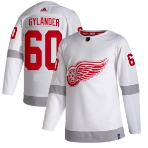 Men's Detroit Red Wings Carter Gylander Adidas Authentic 2020/21 Reverse Retro Jersey - White