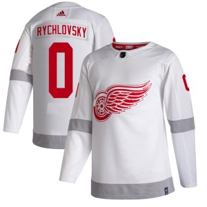 Men's Detroit Red Wings Jakub Rychlovsky Adidas Authentic 2020/21 Reverse Retro Jersey - White