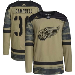 Men's Detroit Red Wings Jack Campbell Adidas Authentic Military Appreciation Practice Jersey - Camo