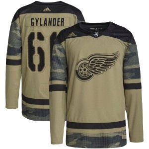 Men's Detroit Red Wings Carter Gylander Adidas Authentic Military Appreciation Practice Jersey - Camo