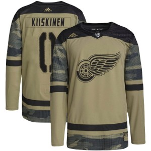 Men's Detroit Red Wings Jesse Kiiskinen Adidas Authentic Military Appreciation Practice Jersey - Camo