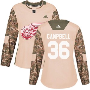 Women's Detroit Red Wings Jack Campbell Adidas Authentic Veterans Day Practice Jersey - Camo