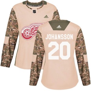 Women's Detroit Red Wings Albert Johansson Adidas Authentic Veterans Day Practice Jersey - Camo