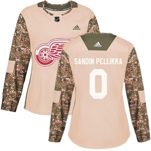 Women's Detroit Red Wings Axel Sandin Pellikka Adidas Authentic Veterans Day Practice Jersey - Camo