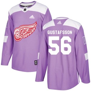 Men's Detroit Red Wings Erik Gustafsson Adidas Authentic Hockey Fights Cancer Practice Jersey - Purple