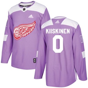 Men's Detroit Red Wings Jesse Kiiskinen Adidas Authentic Hockey Fights Cancer Practice Jersey - Purple