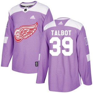 Men's Detroit Red Wings Cam Talbot Adidas Authentic Hockey Fights Cancer Practice Jersey - Purple