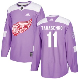 Men's Detroit Red Wings Vladimir Tarasenko Adidas Authentic Hockey Fights Cancer Practice Jersey - Purple