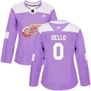 Women's Detroit Red Wings Tory Dello Adidas Authentic Hockey Fights Cancer Practice Jersey - Purple