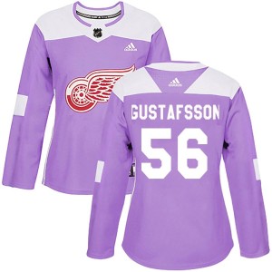 Women's Detroit Red Wings Erik Gustafsson Adidas Authentic Hockey Fights Cancer Practice Jersey - Purple