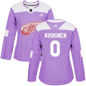 Women's Detroit Red Wings Jesse Kiiskinen Adidas Authentic Hockey Fights Cancer Practice Jersey - Purple