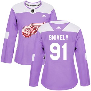 Women's Detroit Red Wings Joe Snively Adidas Authentic Hockey Fights Cancer Practice Jersey - Purple